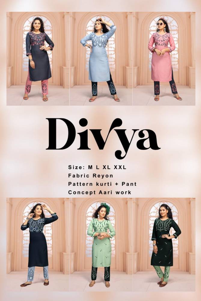 Fashion Talk Divya  Ethnic Wear Rayon Kurti With Bottom Collection